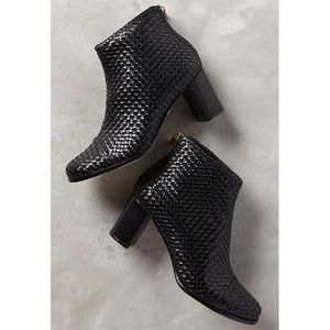 Anthropologie Guilhermina Woven Leather Booties 37